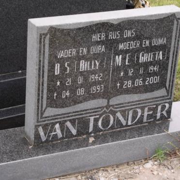 TONDER David Schalk, van 1942-1993 &amp; Margaretha Elizabeth 1941-2001