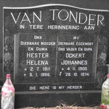 TONDER Ockert Johannes, van 1905-1974 &amp; Hester Helena 1911-1996