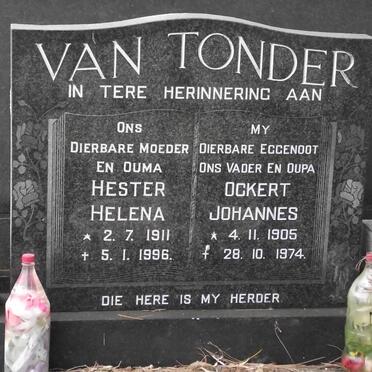 TONDER Ockert Johannes, van 1905-1974 &amp; Hester Helena 1911-1996