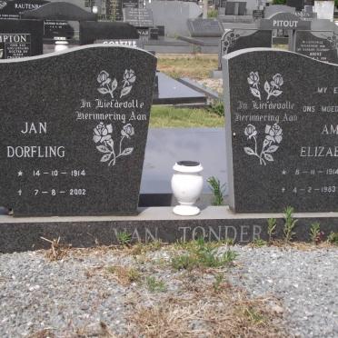 TONDER Jan Dorfling, van 1914-2002 &amp; Amelia Elizabeth 1914-1983