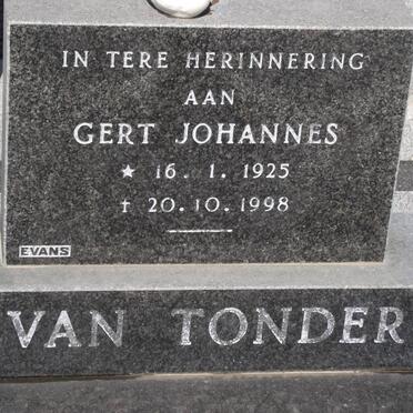 TONDER Gert Johannes, van 1925-1998