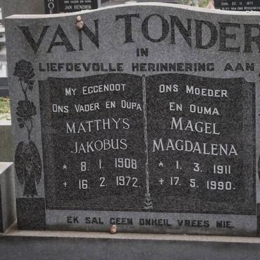 TONDER Matthys Jakobus, van 1908-1972 &amp; Magel Magdalena 1911-1990