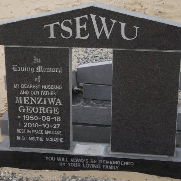 TSEWU Menziwa George 1950-2010