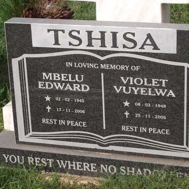 TSHISA Mbelu Edward 1945-2006 &amp; Violet Vuyelwa 1948-2006