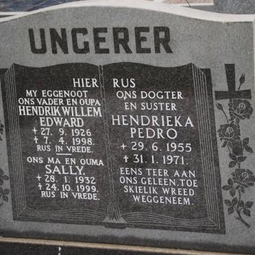 UNGERER Hendrik William Edward 1926-1998 &amp; Sally 1932-1999 &amp; Hendrieko Pedro 1955-1971