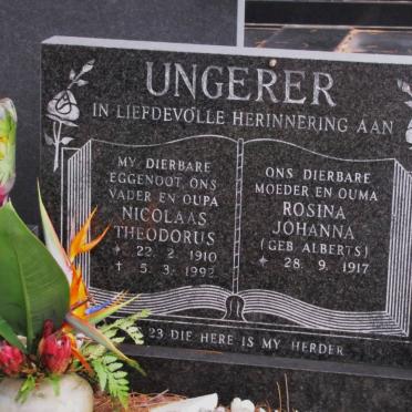 UNGERER Nicolaas Theodorus 1910-1992 &amp; Rosina Johanna ALBERTS 1917-