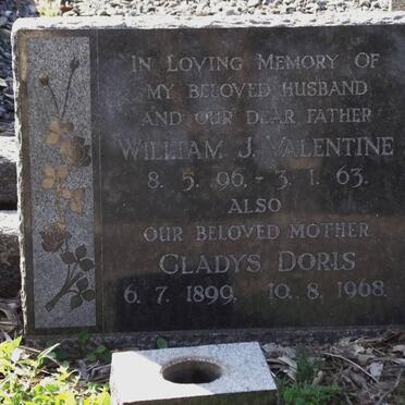 VALENTINE William J. 1896-1963 &amp; Gladys Doris 1899-1968