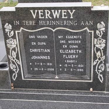 VERWEY Christian Johannes 1931-2009 &amp; Elizabeth Fluery 1931-1990