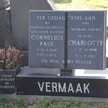 VERMAAK Cornelius Paul 1908-1975 &amp; Charlotte 1908-1990