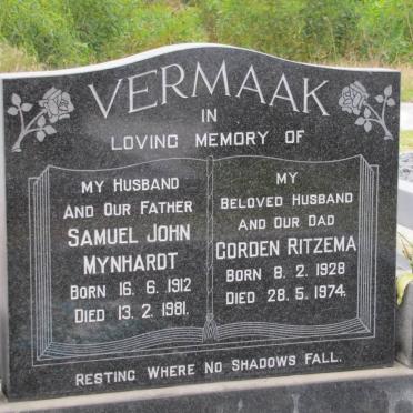 VERMAAK Samuel John Mynhardt 1912-1981 &amp; Corden Ritzema 1928-1974