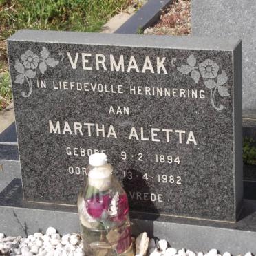VERMAAK Martha Aletta 1894-1982