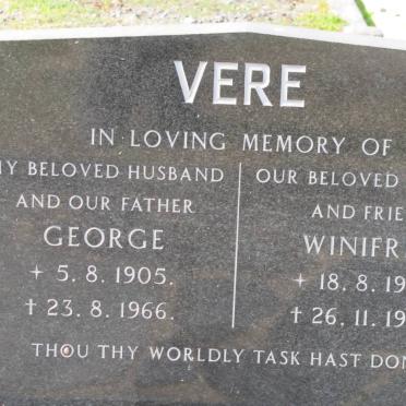VERE George 1905-1966 &amp; Winifred 1907-1974
