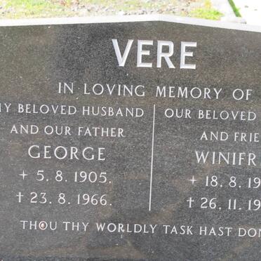 VERE George 1905-1966 &amp; Winifred 1907-1974