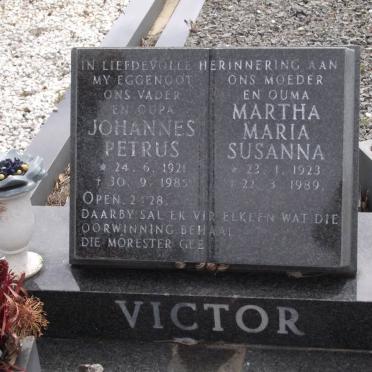VICTOR Johannes Petrus 1921-1985 &amp; Martha Maria Susanna 1923-1989