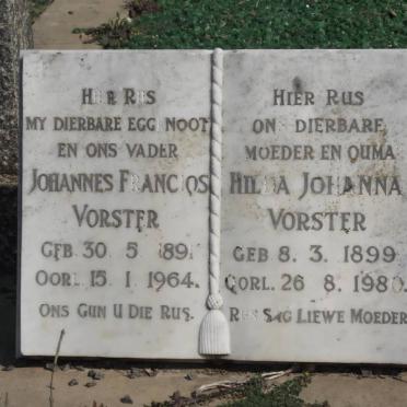VORSTER Johannes Francios 1891-1964 Hilda Johanna 1899-1980