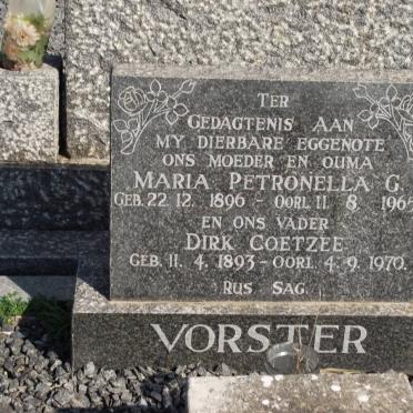 VORSTER Dirk Coetzee 1893-1970 &amp; Maria Petronella G. 1896-1965