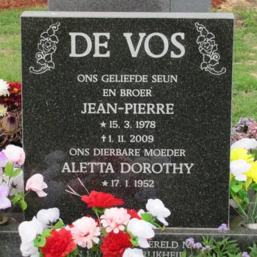 VOS Jean-Pierre, de 1978-2009 :: VOS Aletta Dorothy, de 1952-