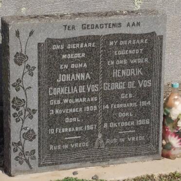 VOS Johanna Cornelia, de WOLMARANS 1909-1967 &amp; Hendrik George 1914-1966