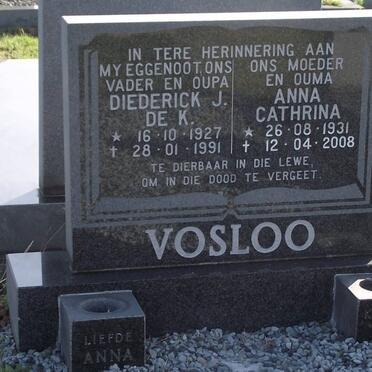 VOSLOO Diederick J. De K. 1927-1991 &amp; Anna Cathrina 1931-2008