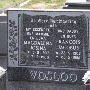 VOSLOO Magdalena Josina 1907-1988 &amp; Francois Jacobus 1907-1999