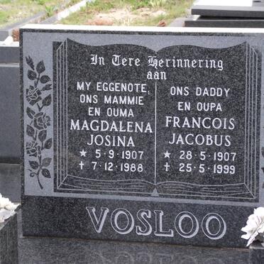 VOSLOO Magdalena Josina 1907-1988 &amp; Francois Jacobus 1907-1999