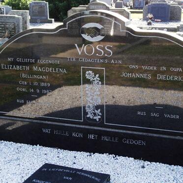 VOSS Elizabeth Magdelena BELLINGAN 1889-1967 &amp; Johannes Diederick