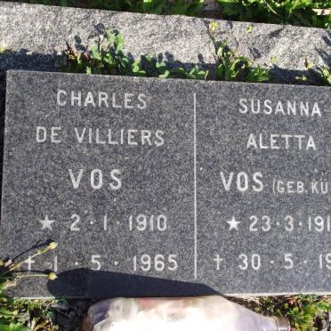 VOS Charles De Villiers 1910-1965 &amp; Susanna Aletta KUHN 1916-1978