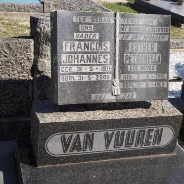VUUREN Francois Johannes, van 1911-2000 &amp; Esther Petronella MEYER 1913-1963