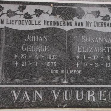 VUUREN Johan George, van 1893-1975 &amp; Susanna Elizabeth 1896-1975