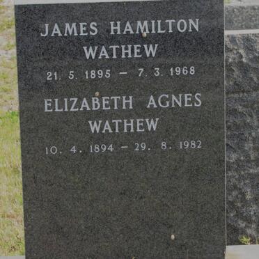 WATHEW James Hamilton 1895-1968 &amp; Elizabeth Agnes 1894-1982