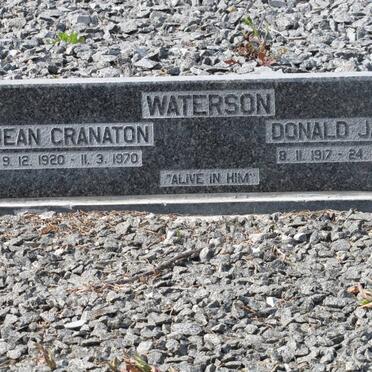 WATERSON  Donald James 1917-2007 &amp; Jean Cranaton 1920-1970