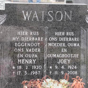 WATSON P.J. Henry 1920-1987 &amp; Joey 1924-2008