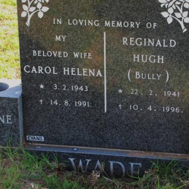 WADE Reginald Hugh 1941-1996 &amp; Carol Helena 1943-1991