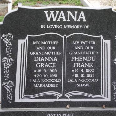 WANA Phendu Frank 1902-1981 &amp; Dianna Grace 1909-1981