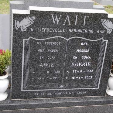 WAIT A.C. 1929-1990 &amp; Catherina Johanna 1933-2003