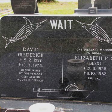 WAIT David Frederick 1927-1975 &amp; Elizabeth P.S. 1928-1982