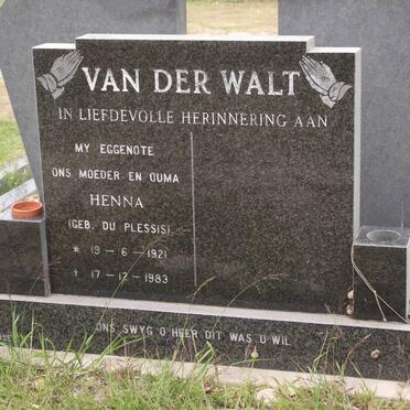 WALT J.P.M., van der nee DU PLESSIS 1921-1983