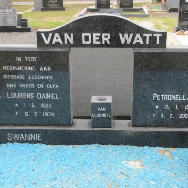 WATT Lourens Daniel, van der 1925-1976 &amp; Petronella J. 1931-2009