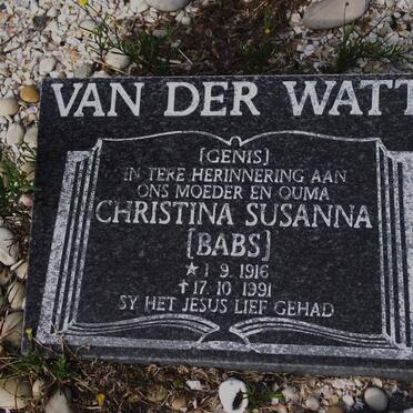 WATT Christina Susanna, van der 1916-1991