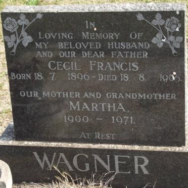 WAGNER Cecil Francis 1896-1965 &amp; H.J. Martha 1900-1971