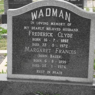WADMAN Frederick Clyde 1893-1972 &amp; Margaret Frances BAUER 1899-1974