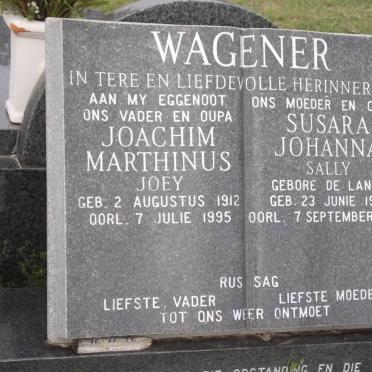 WAGENER Joachim Marthinus 1912-1995 &amp; Susara Johanna DE LANGE 1912-1997