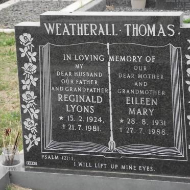 WEATHERALL-THOMAS Reginald Lyons 1924-1981 &amp; Eileen Mary 1931-1988