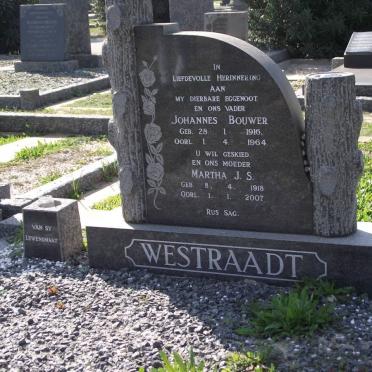 WESTRAADT Johannes Bouwer 1916-1964 &amp; Martha J.S. 1918-2007