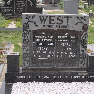 WEST Thomas Frank 1935-1987 &amp; Pearly Joan 1942-2003