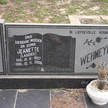 WEHMEYER Rayno 1925-1972 &amp; Jeanette J.P. 1927-2008