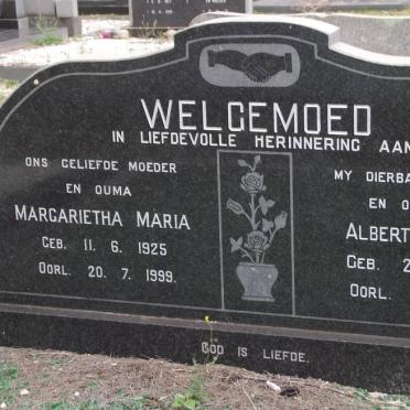 WELGEMOED Albert Wigecliff 1905-1971 &amp; Margarietha Maria 1925-1999