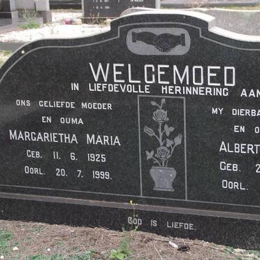 WELGEMOED Albert Wigecliff 1905-1971 &amp; Margarietha Maria 1925-1999