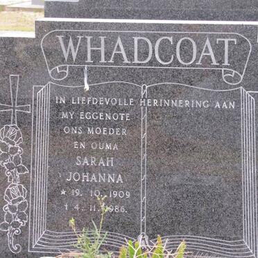 WHADCOAT Sarah Johanna 1909-1986