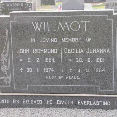 WILMOT John Richmond 1894-1974 &amp; Cecilia Johanna 1901-1984